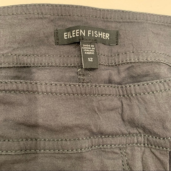 EILEEN FISHER Dark Charcoal Gray Linen-Viscose Spandex Blend Pants Size 12 - Picture 7 of 10